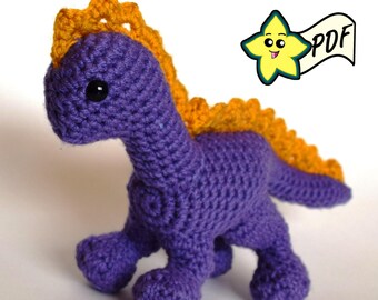 Virkat Amigurumi Drakemönster: Dinosaurie Plyschleksak (PDF-mönster)
