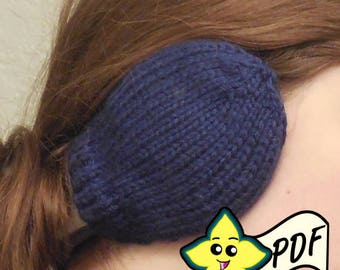 PDF Knit Pattern: Ear Muff Covers (180 Degree Wrap Around Style) PATTERN