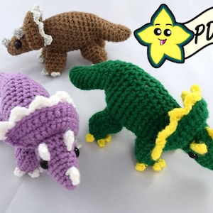 PDF Miniatura Triceratops Amigurumi/Pelúcia PADRÃO
