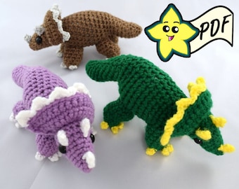 PDF Miniature Triceratops Amigurumi/Plush Toy PATTERN
