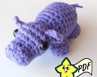 PDF Crochet Amigurumi Animal Patterns: Tiny Hippo Amigurumi PATTERN