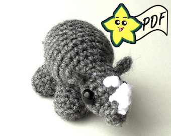 PDF Crochet Amigurumi Animal Patterns: Tiny Rhino Amigurumi PATTERN