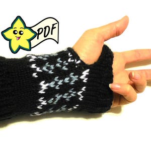 PDF Knit Glove Pattern: Simple Isles Style Fingerless Gloves PATTERN image 1