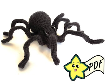 PDF Crochet Amigurumi Animal Pattern: Black Widow Spider and Black Spider Amigurumi PATTERN