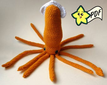 PDF Crochet Amigurumi Animal Patterns: Realistic Squid Amigurumi PATTERN
