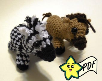 PDF Crochet Amigurumi Animal Pattern: Mini Zebra Pattern and Horse PATTERN