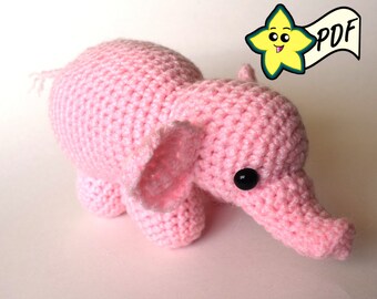PDF Crochet Amigurumi Animal Patterns: Elephant Amigurumi, Semi-realistic PATTERN