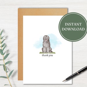 Digital Dog Thank You Card, Simple, Elegant and Timeless Greeting Card, Dog Postcard, Watercolor Dog Print, Cute Dog Card, Dog Mom Card
