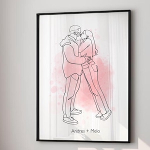 Custom Line Art Portrait, One Line Drawing From Photo, Custom Gift For Couples, Anniversary Gift For Him, Boyfriend Gift,