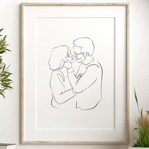 Custom One Line Art, Personalized Gift For Husband, Drawing From Photo, Couple Line Drawing, Husband Gift, Gift For Him, Anniversary Gift