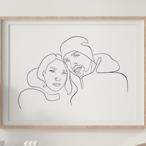 Custom Line Drawing, Personalized Gift, Drawing From Photo, Custom Line Art, Anniversary Gift, Personalized Gift for Him, Family Portrait