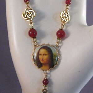 Mona Lisa Necklace with Dragonfly, Carnelian, Celtic Circles by BeadJewelled image 2