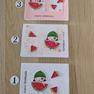 Carte d'anniversaire artisanale pastèque- fait main en scrapbooking- carte joyeuse et festive