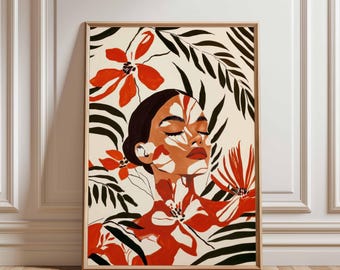 Floral Woman Portrait: Modern Botanical Wall Art Feminine Printable (Digital Download)