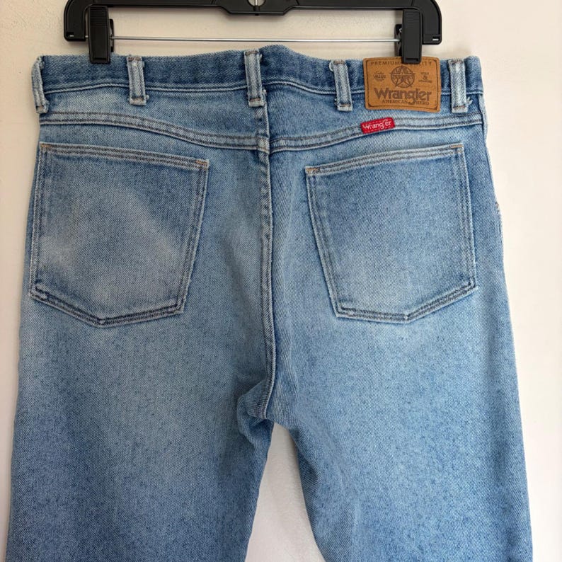 Vintage 70s Wrangler American Hero Jeans Light Wash Distressed 85860SW 34x30 USA image 11