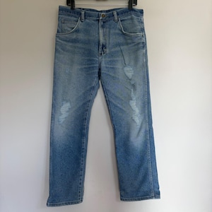 Vintage 70s Wrangler American Hero Jeans Light Wash Distressed 85860SW 34x30 USA image 1