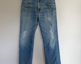Vintage jaren 70 Wrangler American Hero jeans lichte wassing noodlijdend 85860SW 34 x 30 VS
