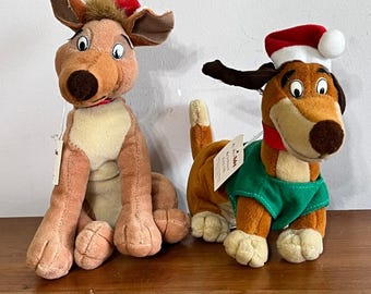 Vintage 1998 Dennys All Dogs Christmas Carol pluche set Charlie & Itchy MGM-tags