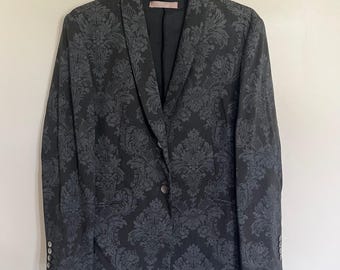 Nicola Made in Italy Grey Damask Brocade Blazer Jacket Womens Size 8 Vintage