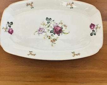 Epiag Royal Czechoslovakia Floral Porcelain Oval Serving Platter Gold Trim 15in