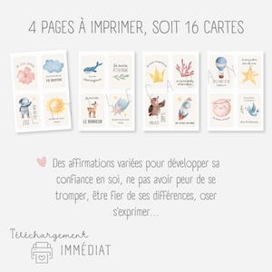 Cartes affirmations positives pour enfants, cartes citations positives, cartes d'affirmations, estime de soi, confiance en soi, à imprimer image 3