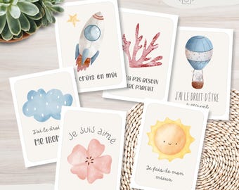 Cartes affirmations positives pour enfants, cartes citations positives, cartes d'affirmations, estime de soi, confiance en soi, à imprimer