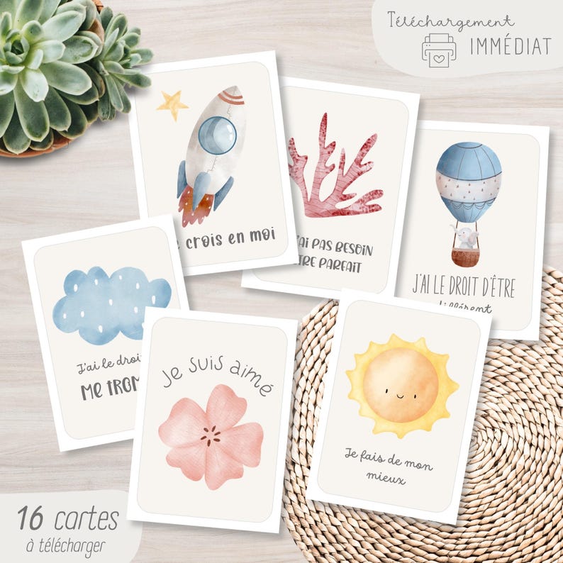 Cartes affirmations positives pour enfants, cartes citations positives, cartes d'affirmations, estime de soi, confiance en soi, à imprimer image 1