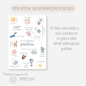 Affiche affirmations positives, Poster phrases positives, Déco chambre enfant, Confiance en soi, Décoration inspirante à imprimer, PDF image 2