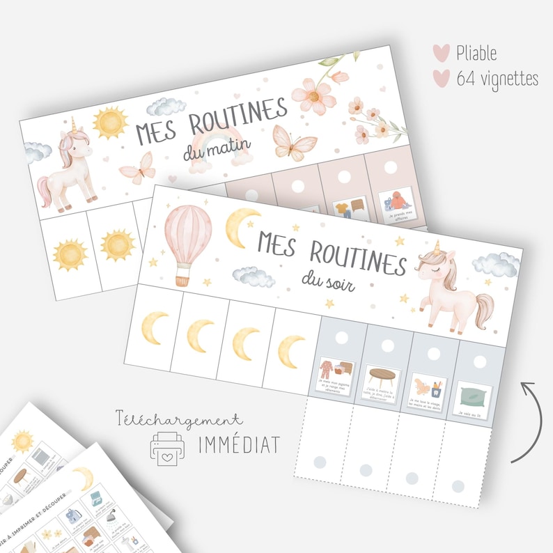 Morning and Evening Routine Chart, Children's Routine, Routine Support ...