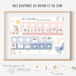 Routine enfant, Tableau routines matin soir, Support routines  à imprimer, Affiche responsabilités à faire, Emploi du temps, Montessori