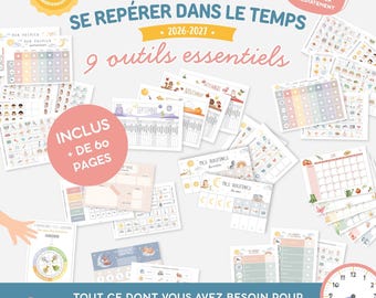 Agenda settimanale per bambini, calendario per bambini, orario, routine per bambini, indipendenza, cronologia Montessori per l'anno scolastico 2026-2027