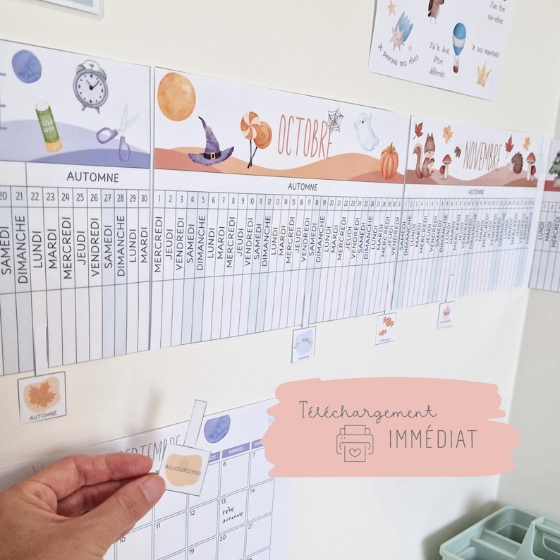 Zeitleiste für das Kalenderjahr 2026, Montessori, Druckbarer Kalender 2026, Kinderkalender, Jahreszeitenkalender, Planer 2026 Bild 5