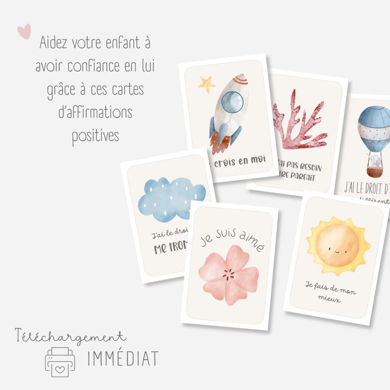 Cartes affirmations positives pour enfants, cartes citations positives, cartes d'affirmations, estime de soi, confiance en soi, à imprimer image 2