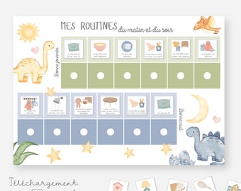 Children's routines, Morning and evening routine charts, Printable routine support, Children's independence tools, Schedules, Montessori