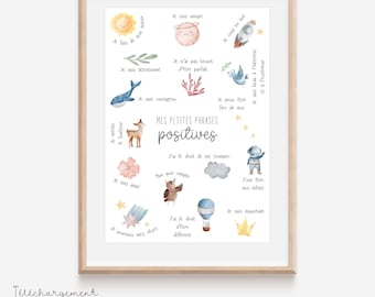 Affiche affirmations positives, Poster phrases positives, Déco chambre enfant, Confiance en soi, Décoration inspirante à imprimer, PDF