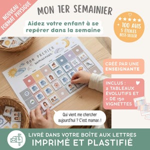 Semainier enfant, Calendrier enfant, Planning semaine enfant, Emploi du temps visuel enfant maternelle, Routine enfant