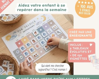Semainier enfant, Calendrier enfant, Planning semaine enfant, Emploi du temps visuel enfant maternelle, Routine enfant