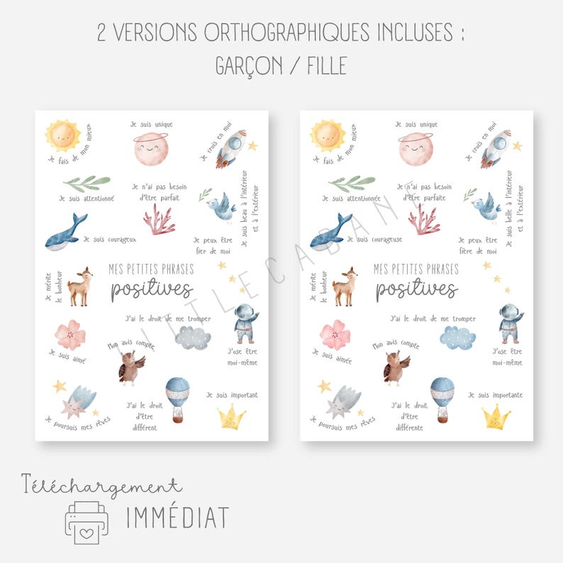 Affiche affirmations positives, Poster phrases positives, Déco chambre enfant, Confiance en soi, Décoration inspirante à imprimer, PDF image 3