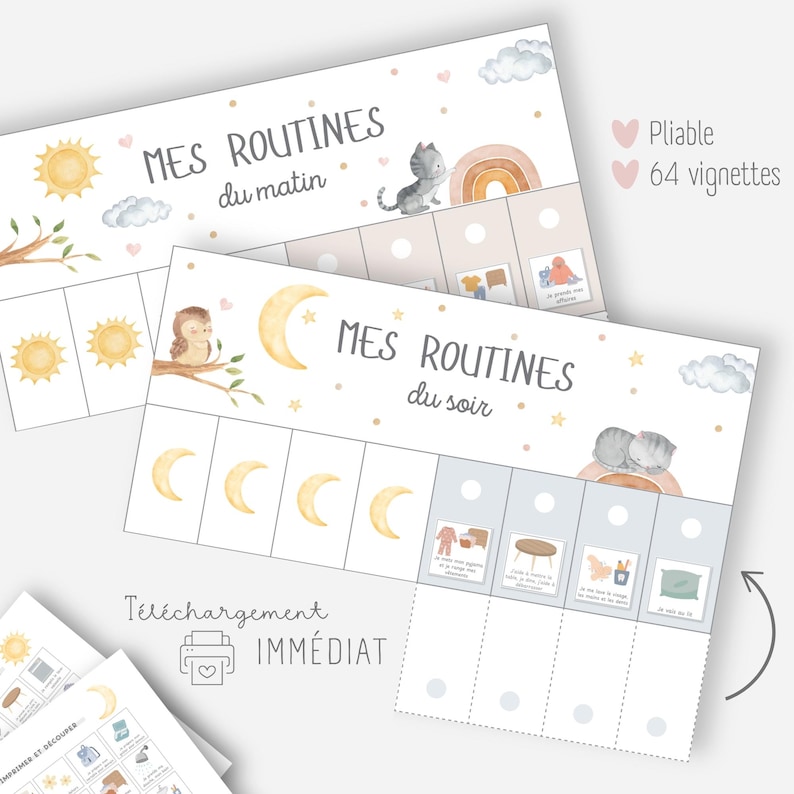 Routine enfant, Tableau des routines matin et soir, Support routine ...
