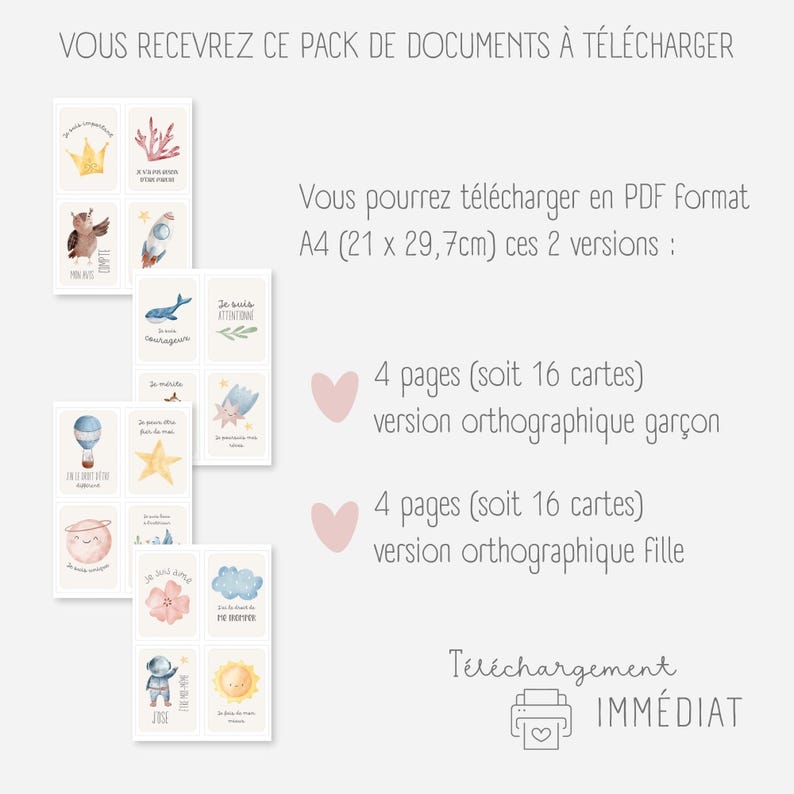 Cartes affirmations positives pour enfants, cartes citations positives, cartes d'affirmations, estime de soi, confiance en soi, à imprimer image 5
