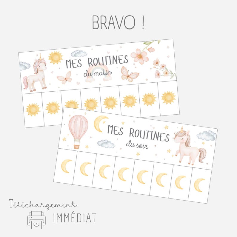 Morning and Evening Routine Chart, Children's Routine, Routine Support ...