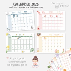 Könnte beinhalten: Ein digitaler Kalender für 2026 mit Monatslayouts und Aquarellillustrationen. Die Themen umfassen Winter, Valentinstag, Frühling und Ostern. Der Kalender ist sofort zum Download verfügbar. Maße nicht zutreffend.