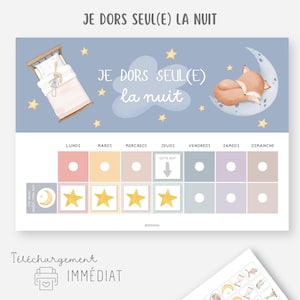 Aprendo a dormir solo en mi cama, Gráfico quédate en la cama por la noche, Apoyo a la autonomía del niño a la hora de dormir, Póster del sueño, dormir