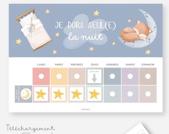 Estoy aprendiendo a dormir solo en mi cama, Mesa quedándose en la cama por la noche, Apoyo a la autonomía del niño a la hora de dormir, Póster del sueño, sueño