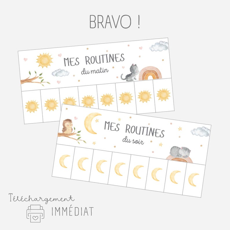 Routine enfant, Tableau des routines matin et soir, Support routine ...