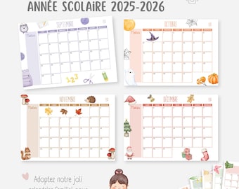 2025 2026 Calendar, Printable School Calendar, Monthly Calendar, Family Calendar, Child Planner, Family Time Organization
