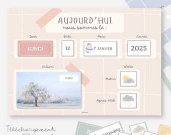 Kinderkalender, Heutiges Datum, Ewiger Kalender, Morgenroutine, Werkzeug zur Orientierung in der Zeit, Druckbare Tabelle