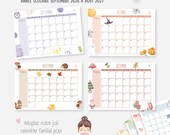 Calendrier 2026 2027, Calendrier scolaire à imprimer, Calendrier mensuel, Calendrier familial, Planning enfant, Organisation temps famille