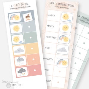 Tabla de comportamiento infantil, Clima de comportamiento, Apoyo a la motivación y al progreso, Escala de comportamiento con imágenes, Herramienta educativa positiva