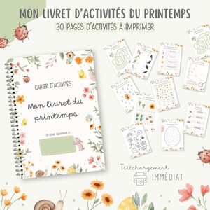Folleto de actividades de primavera, Libro de actividades imprimible, Hojas de trabajo para jardín de infantes, Aprendizaje, Gráficos, Escritura, Conteo